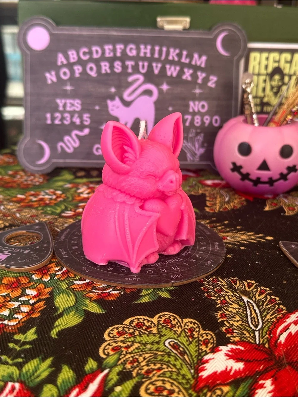 Pink Heart Bat Candle